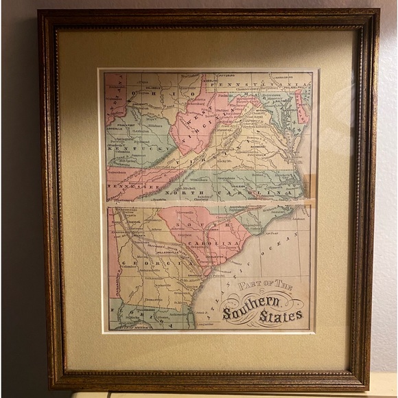 Historic Framed Map of a Part of the Southern States, In Color, 9.5” x 11” - Picture 11 of 12